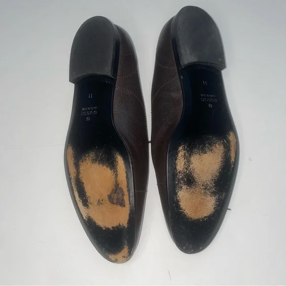 Gucci Dark Brown Calf Leather Oxford Loafers Men’s 11 Dress Shoes